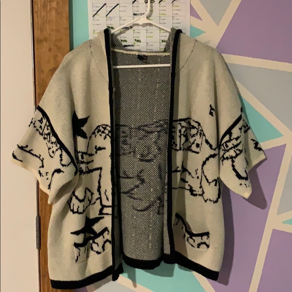 Stars and Elephants Black and White Cardigan